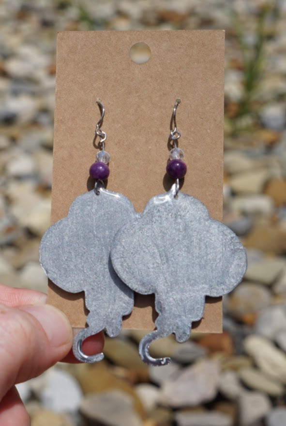 Stingray! (Purple Copper) with Purple & Faceted Bead - Stainless Steel Hooks