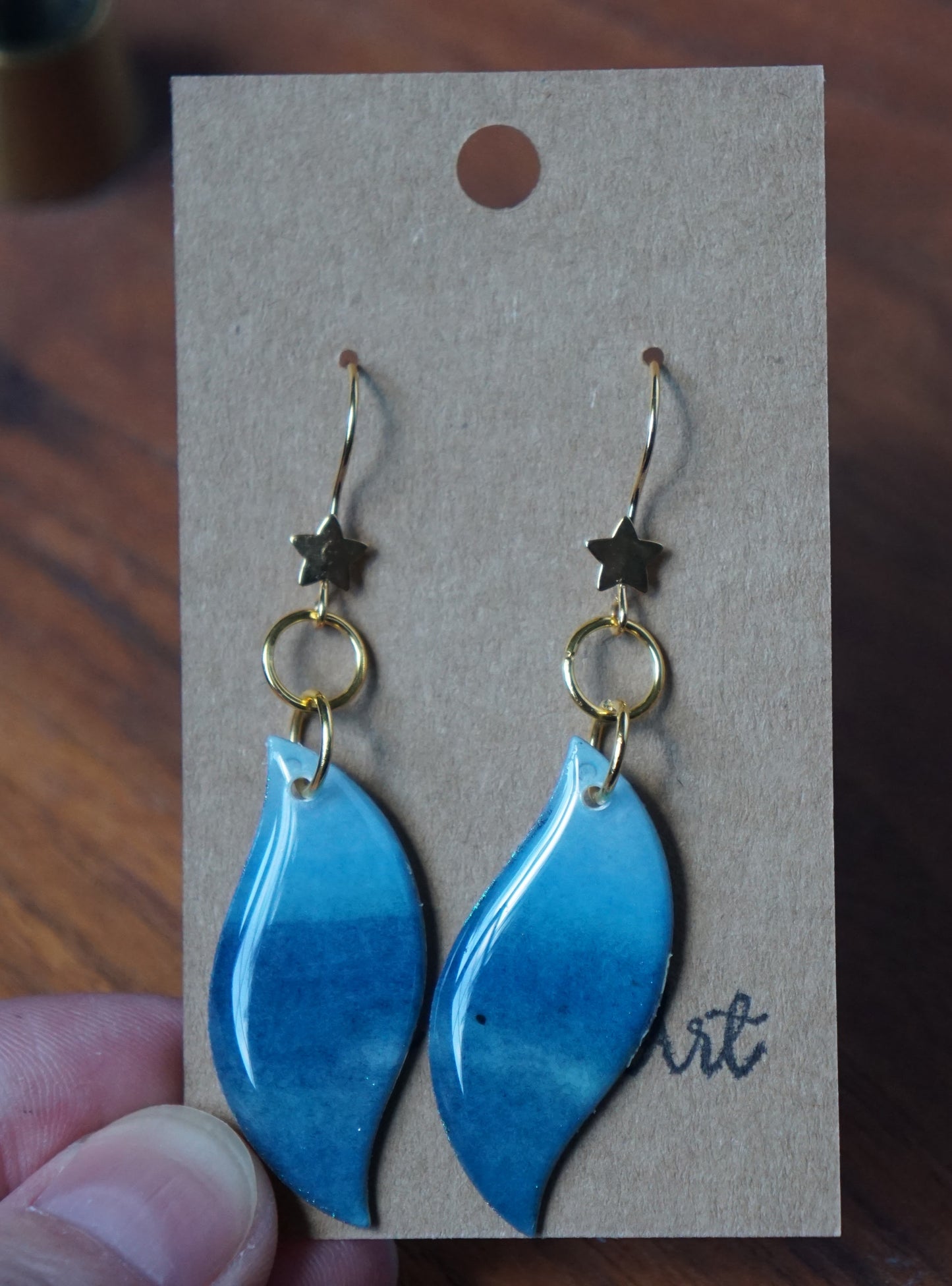 'Ocean Horizon' Dangle with Gold Star Hooks - Plated Stainless Steel