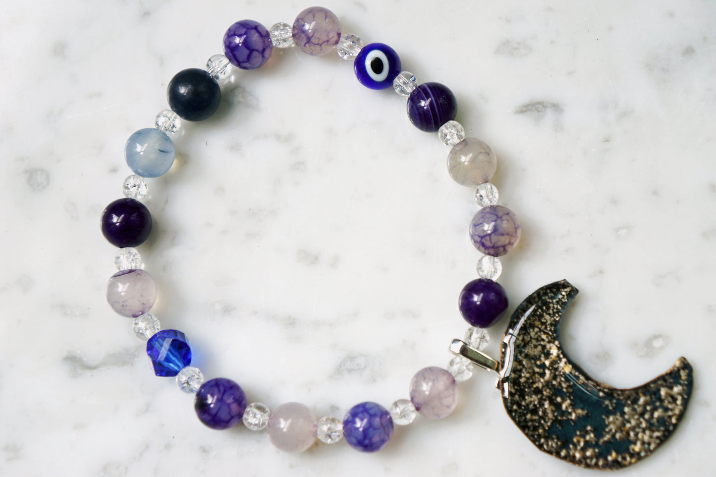 Lunar Eye Bracelet | Crescent Moon | Evil Eye Protection