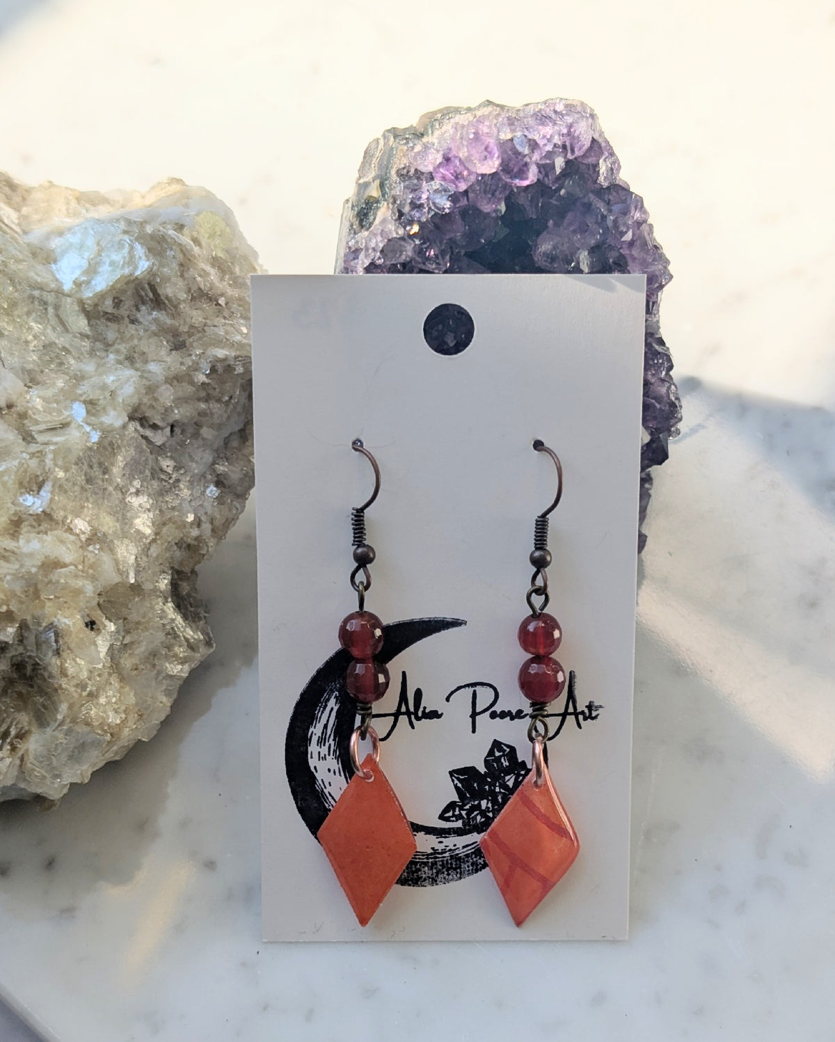 Orange Diamonds | Carnelian | Antique-tone Earwire