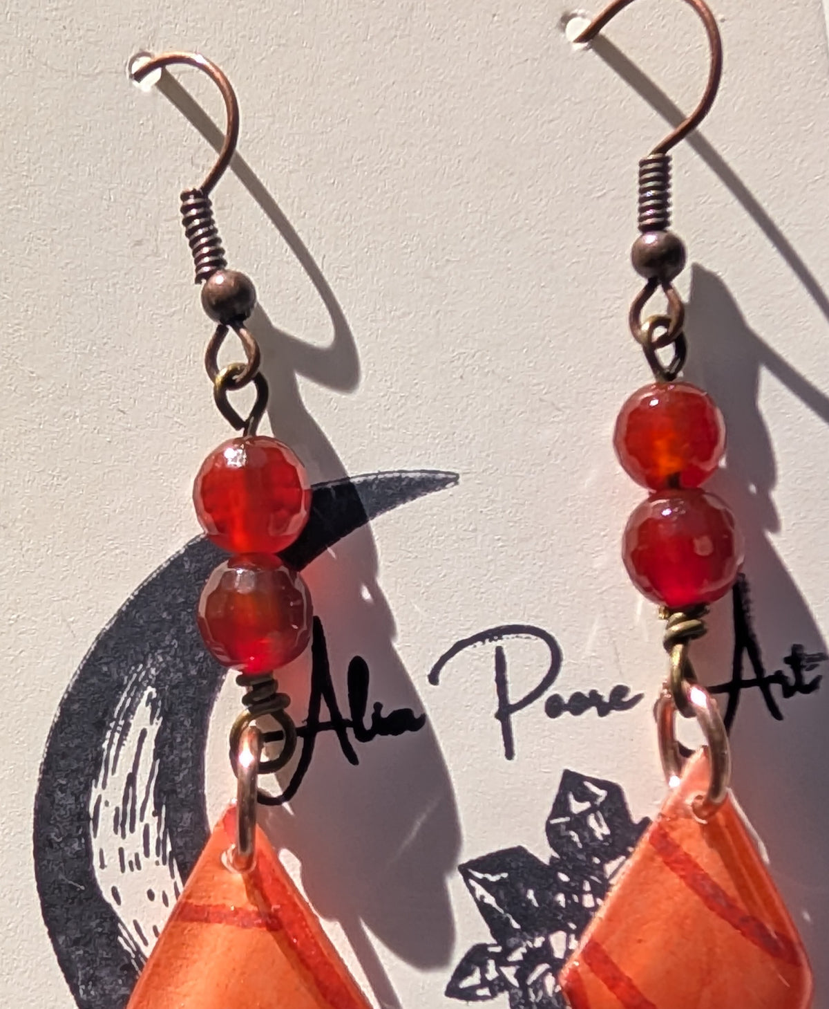 Orange Diamonds | Carnelian | Antique-tone Earwire