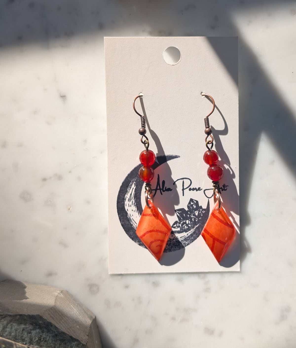 Orange Diamonds | Carnelian | Antique-tone Earwire