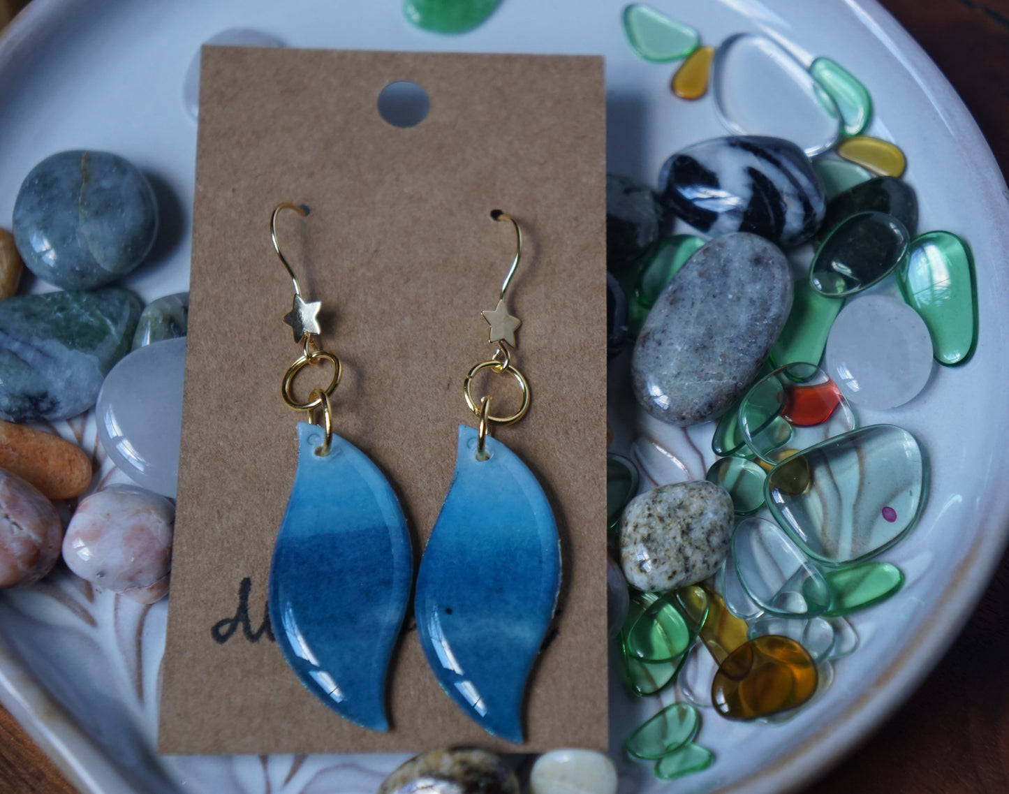 'Ocean Horizon' Dangle with Gold Star Hooks - Plated Stainless Steel
