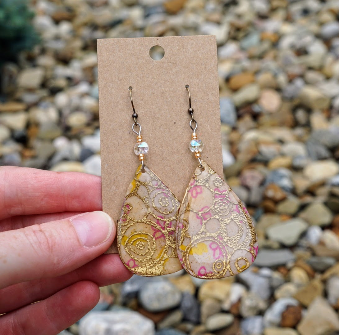 Yellow Teardrops - Bicone Bead - Plated Brass Hooks