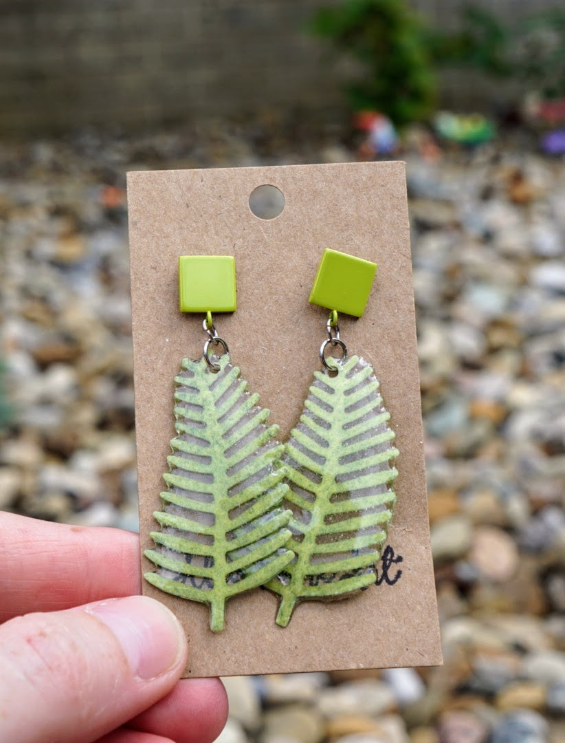 Fern Leaves with Square Enameled Stainless Steel Post