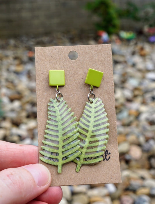 Fern Leaves with Square Enameled Stainless Steel Post