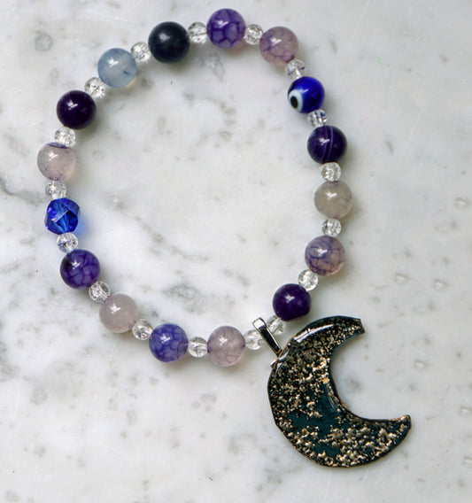 Lunar Eye Bracelet | Crescent Moon | Evil Eye Protection