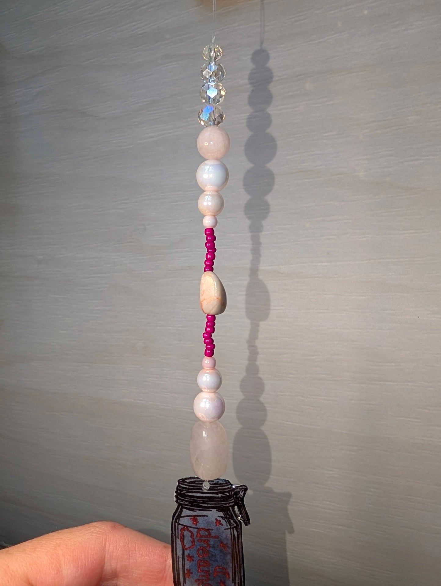 'Dreams' Beaded Suncatcher - Rose Quartz