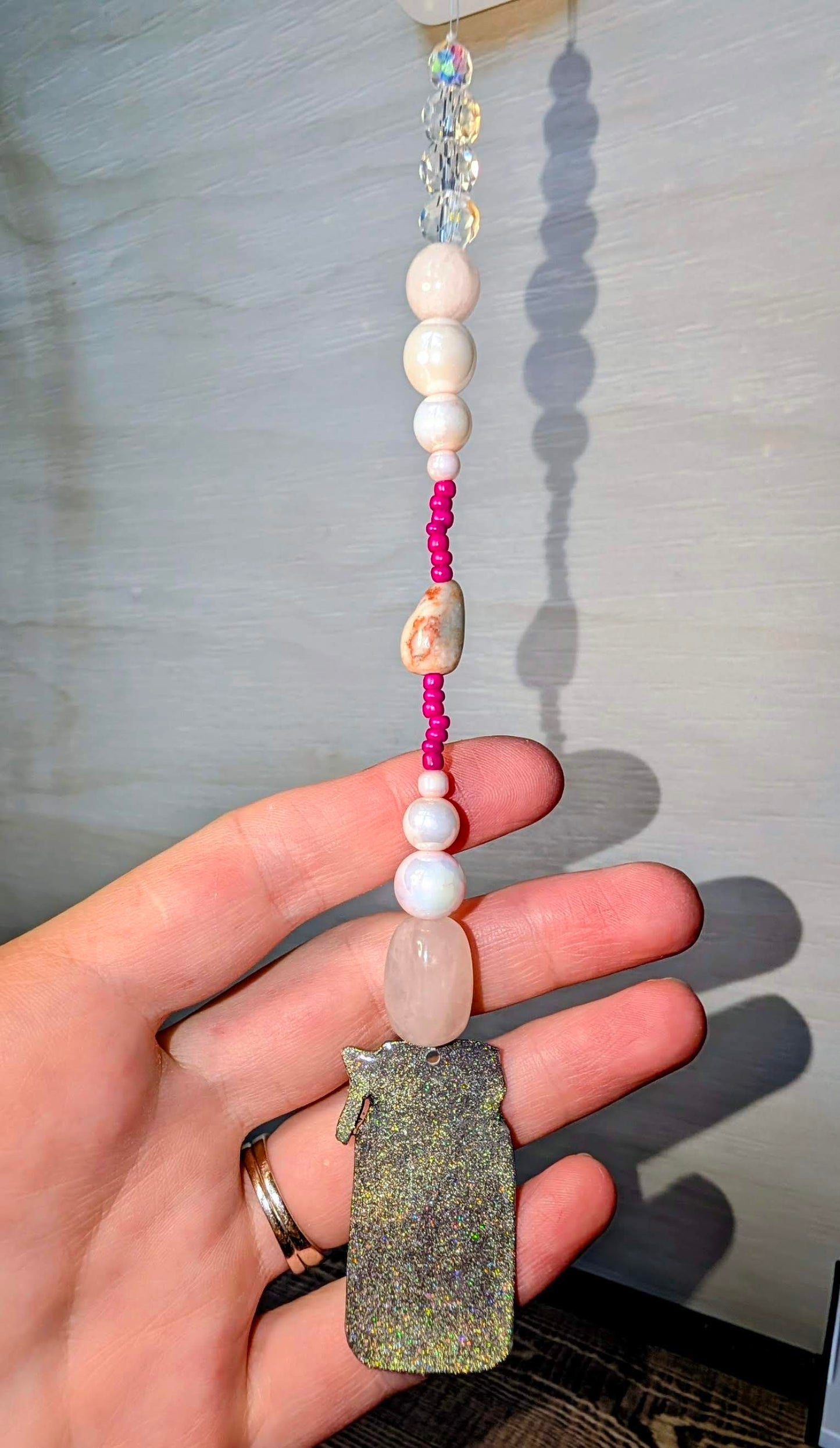 'Dreams' Beaded Suncatcher - Rose Quartz
