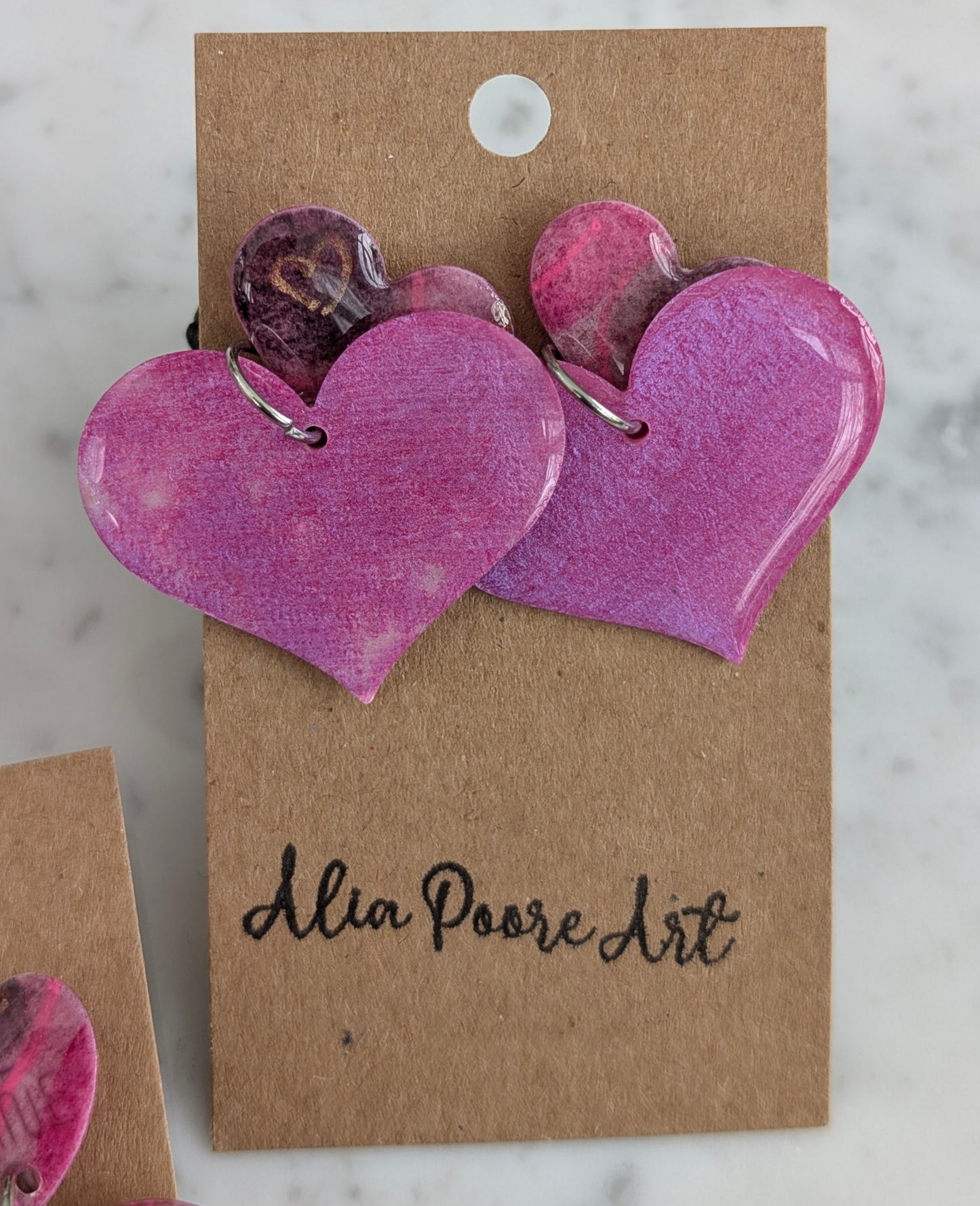 Double Heart Watercolor Dangles
